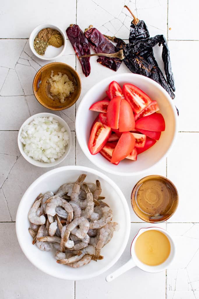 Ingredients needed for shrimp diablo.