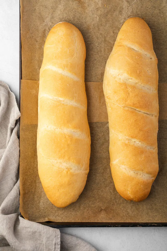 Close up view of baked bread.