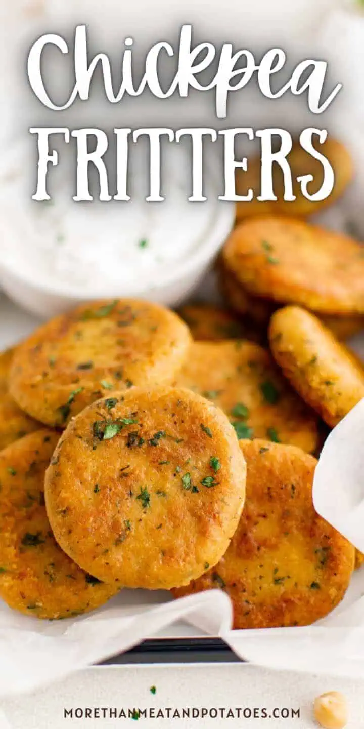 Close up of a platter of chickpea fritters.