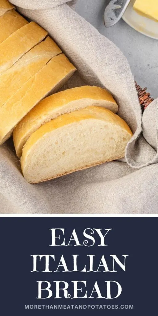 Close up photo of sliced italian bread in a basket.