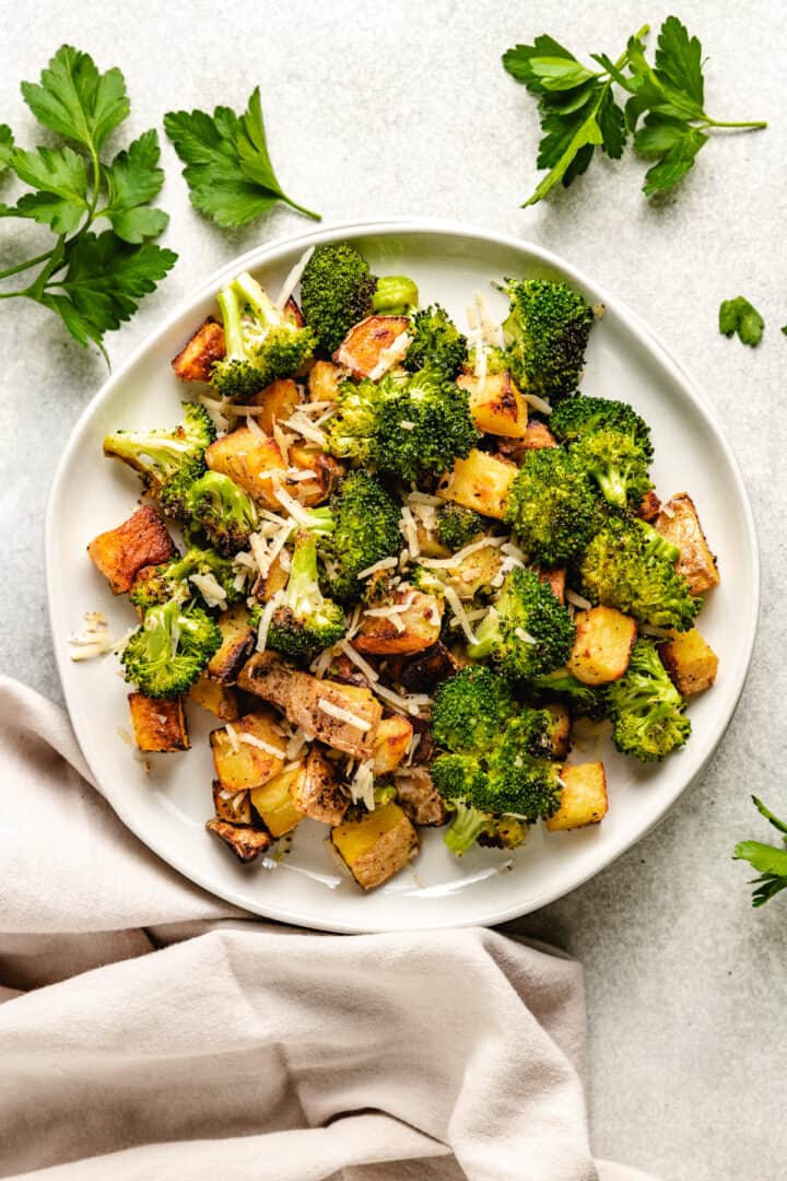 Roasted Potatoes and Broccoli with Parmesan (Easy Recipe)