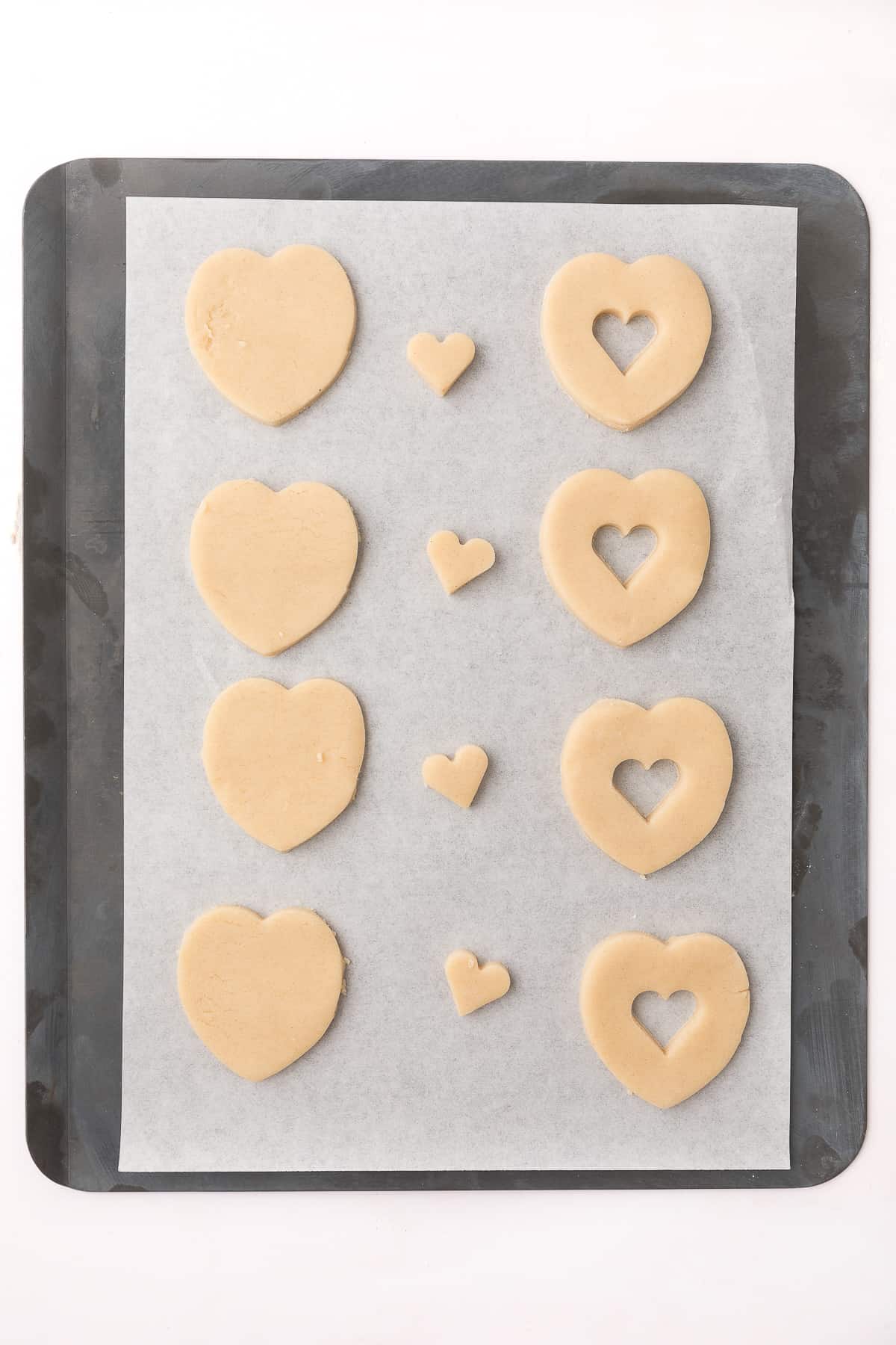 Heart shaped cutout cookies.