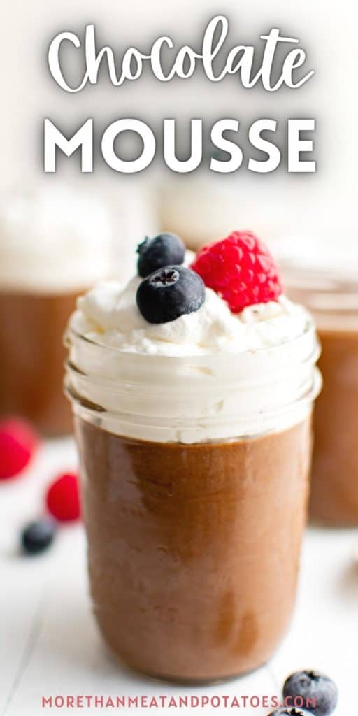 Chocolate mousse in a small mason jar.