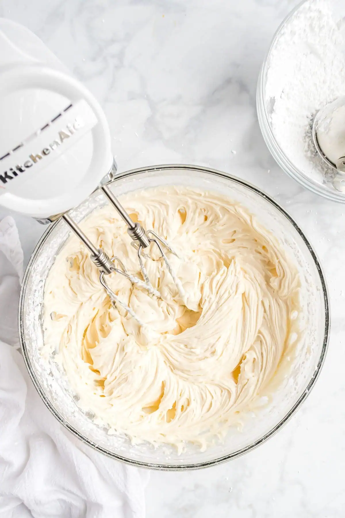 Creamed butter in a large bowl.