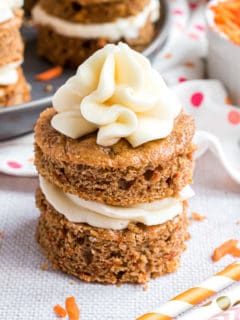 Layered carrot cake with frosting.