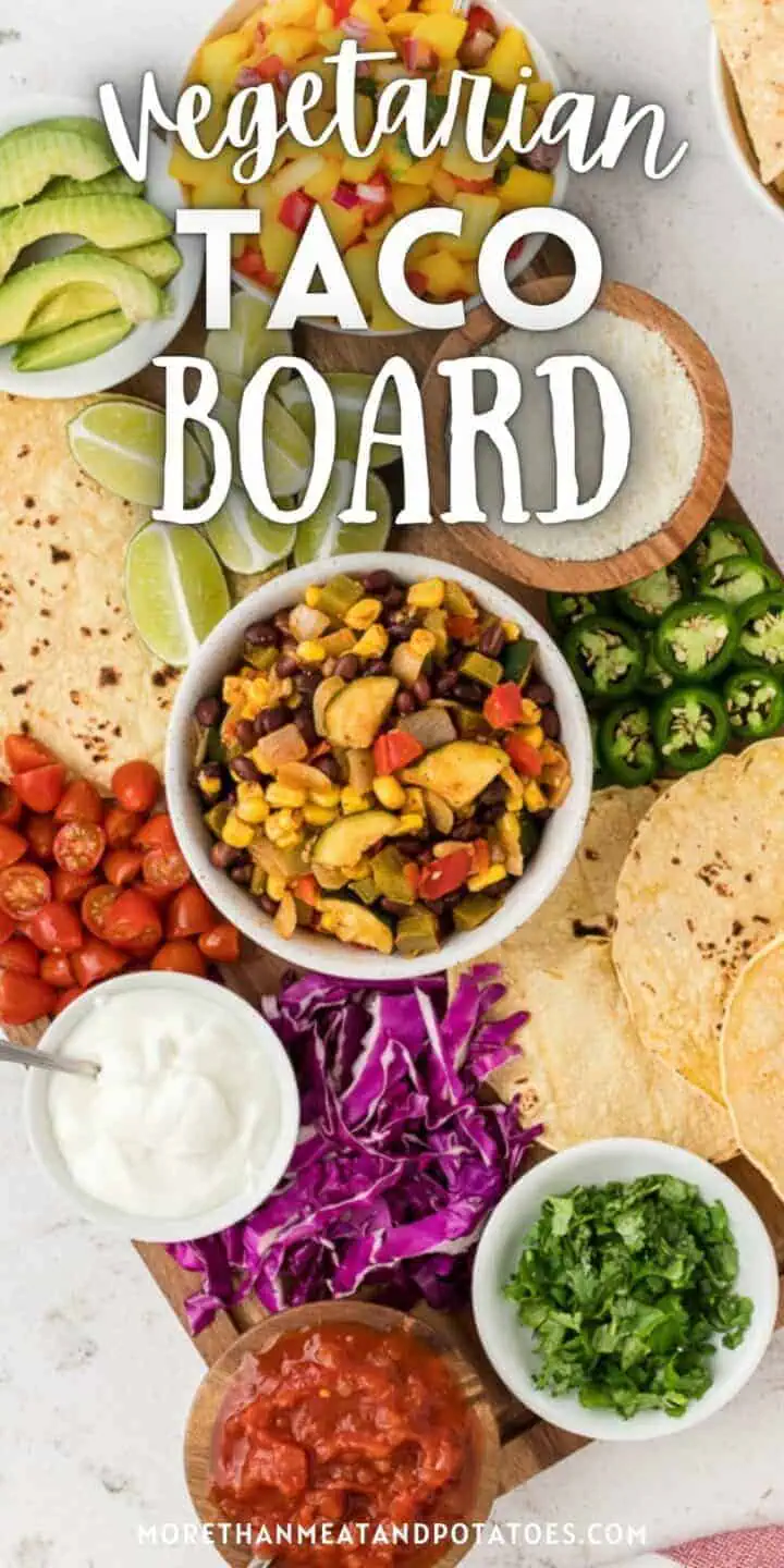 Top down view of a vegetarian taco board.