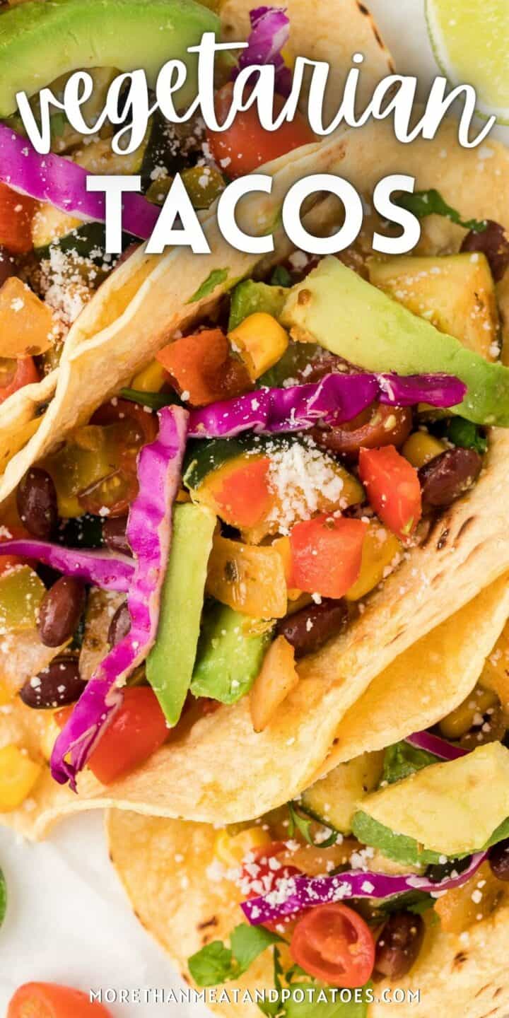 Close up view of vegetarian tacos.