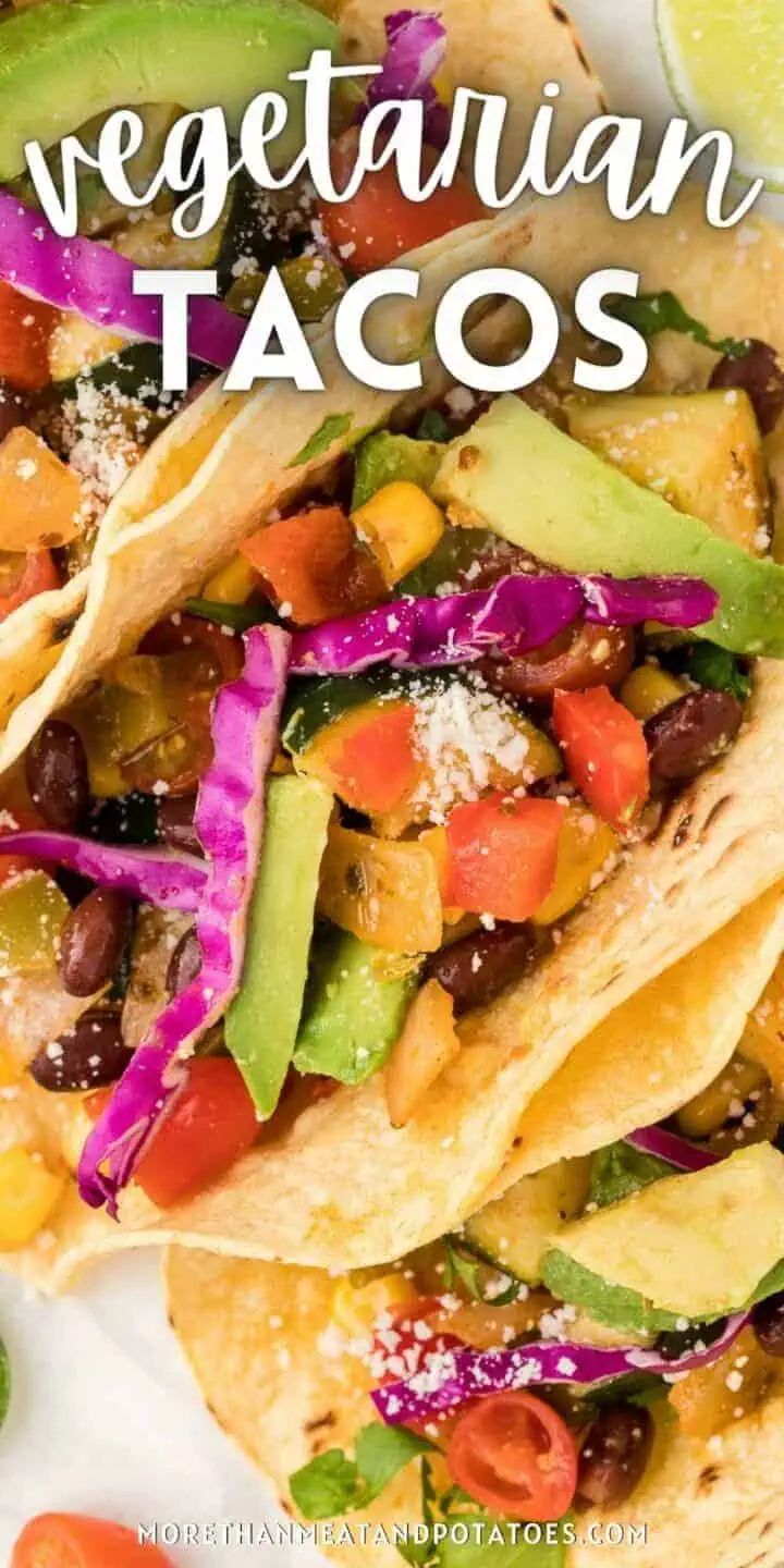 Close up view of vegetarian tacos.