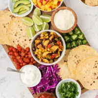 Top down view of a taco board.