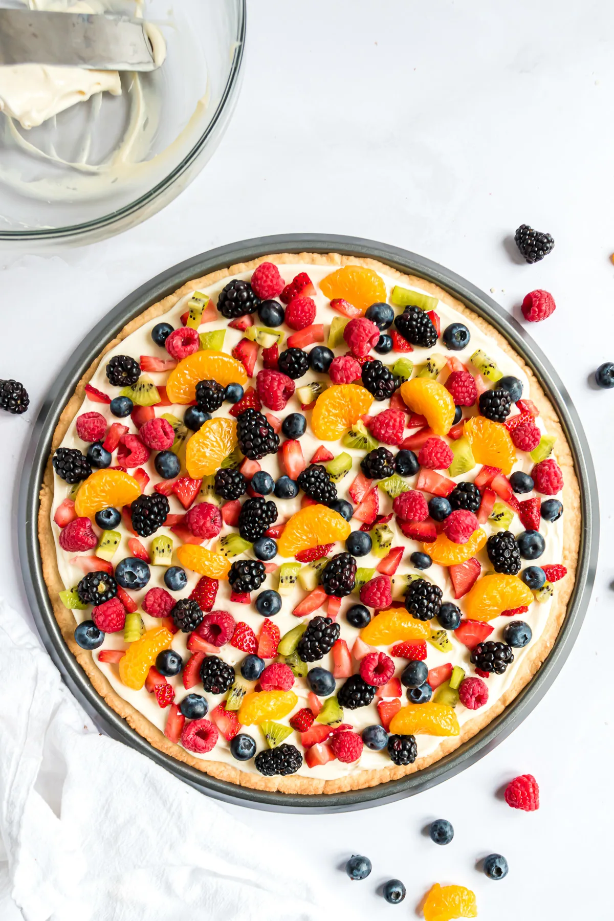 Fruit added to a cream cheese frosting.