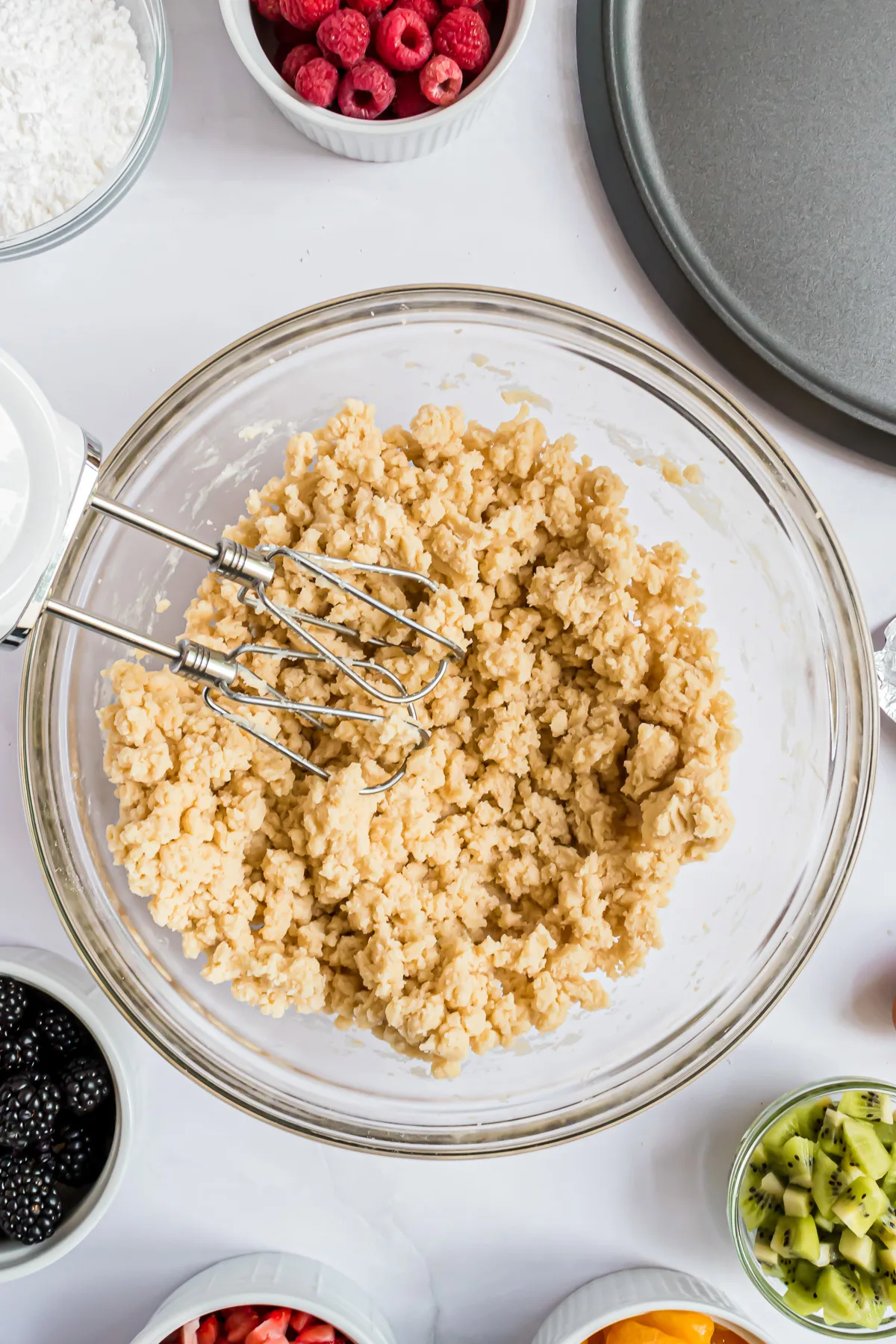 Sugar cookie batter in a bowl.