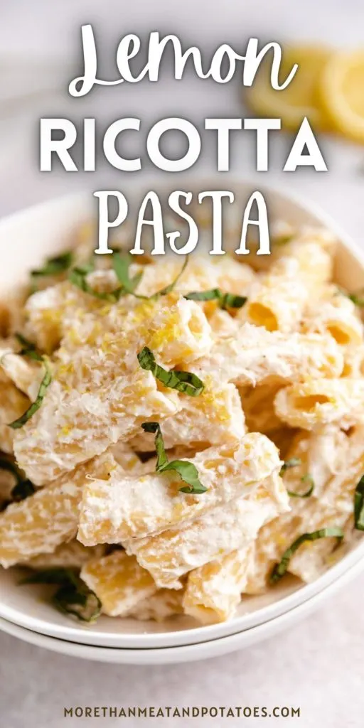 Bowl filled with lemon ricotta pasta.