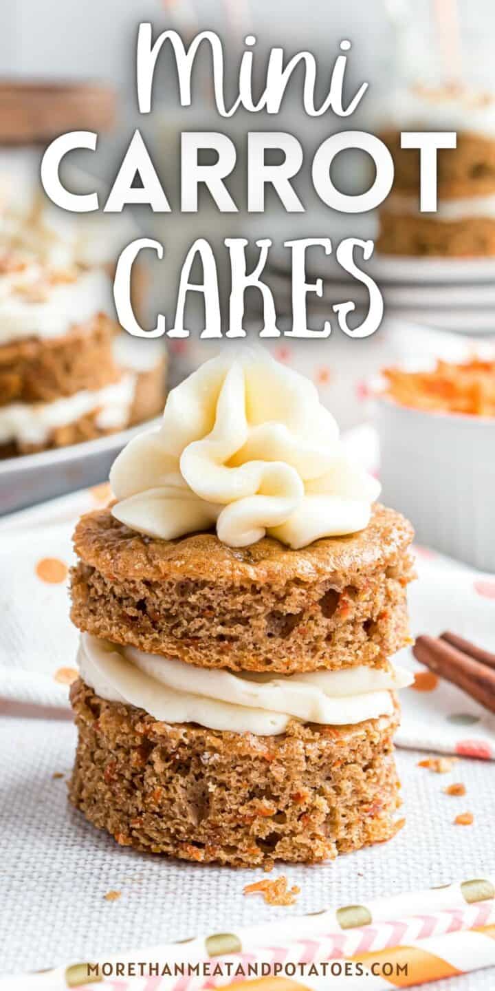 Layered mini carrot cake on a plate.