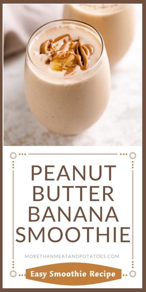 Close up view of a banana peanut butter smoothie.