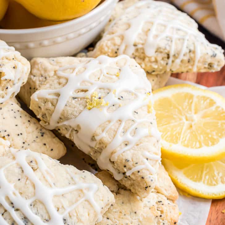 Lemon Poppy Seed Scones With Lemon Glaze   Lemon Poppy Seed Scones Featured Image 1 728x728 