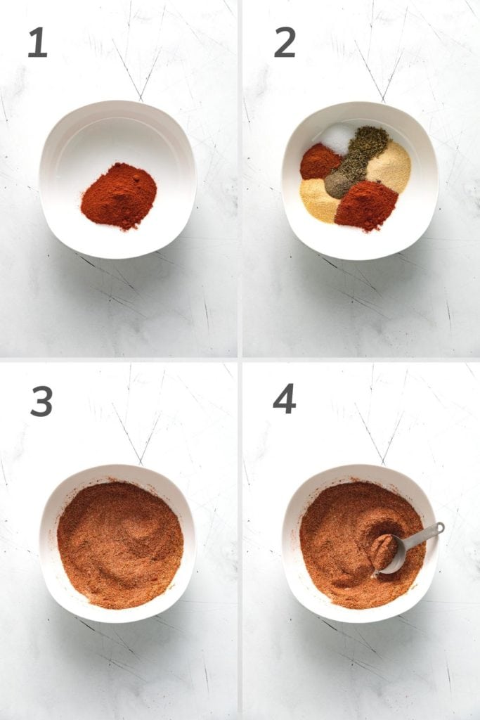 Collage showing how to make a homemade spice blend.
