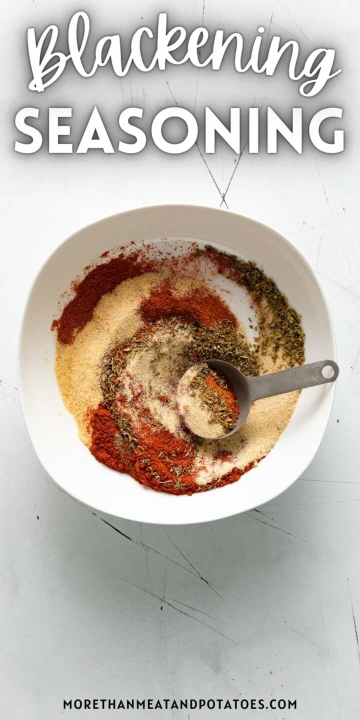 Top down view of a spice blend being mixed.