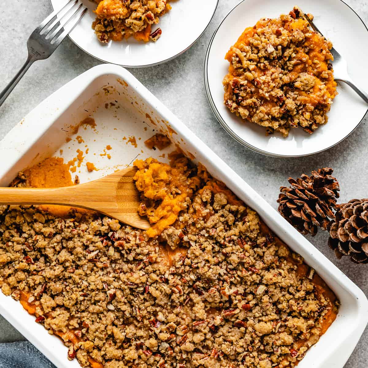 Sweet Potato Casserole (with Pecan Streusel)