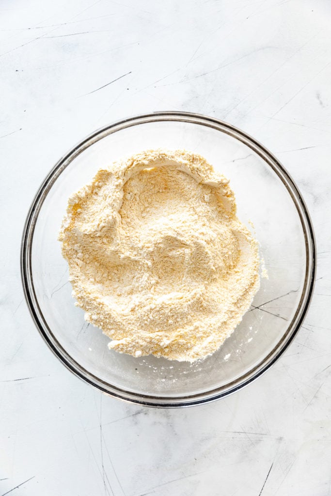 Cornmeal mixed with flour.