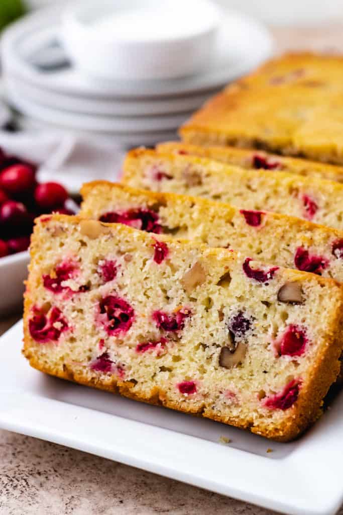 Cranberry bread on a platter.