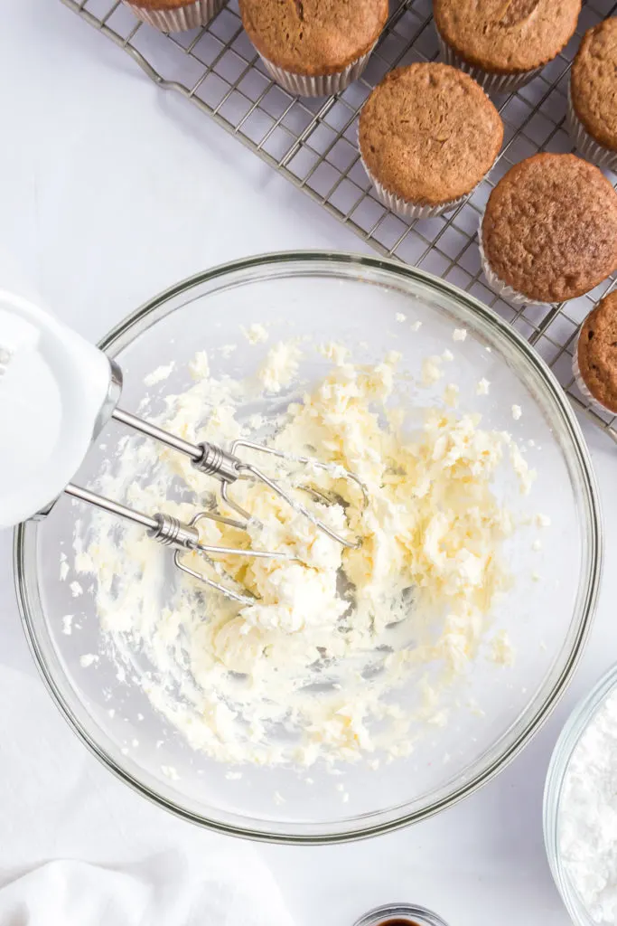 Creamed butter in a bowl.