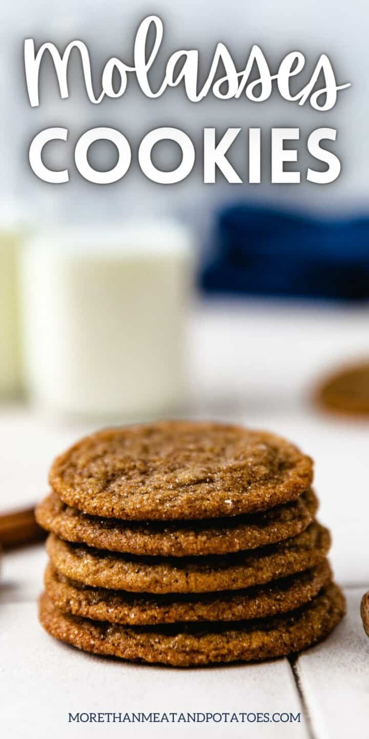 Molasses cookies in a stack.