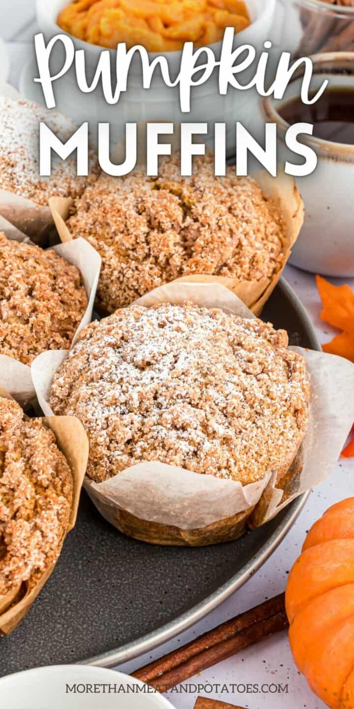 Close up view of pumpkin muffins in a pan.