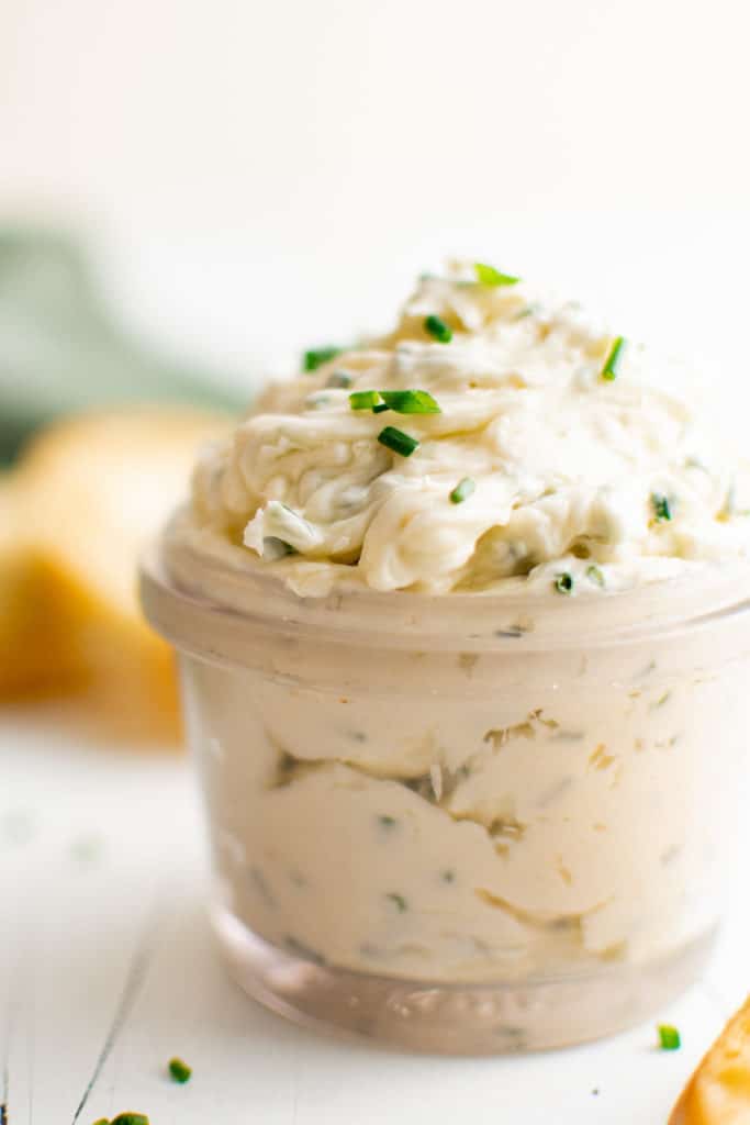 Roasted garlic butter in a jar.