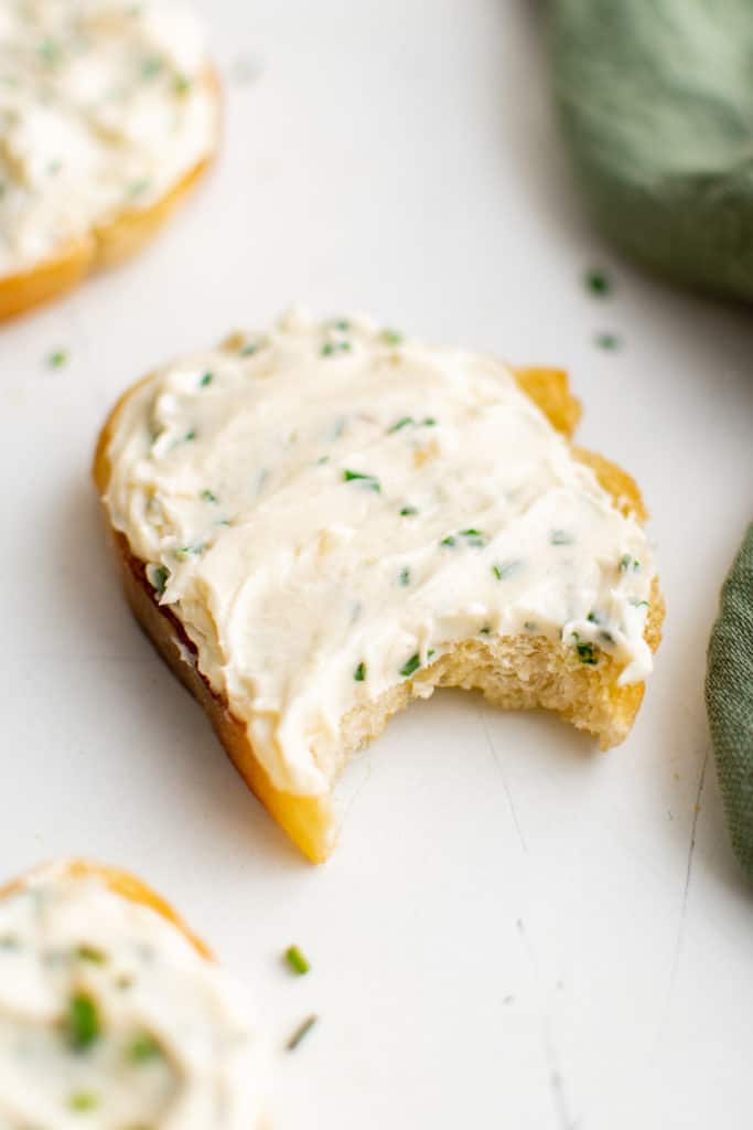 Garlic butter on bread.