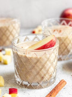 Apple slice in an apple banana smoothie.