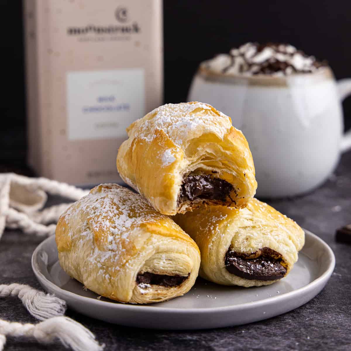 Chocolate filled pastry (pain au chocolat)