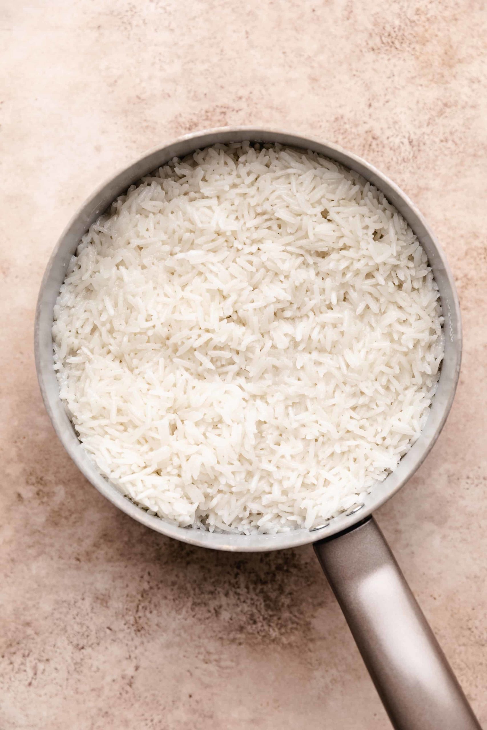Cooked rice in a pan.