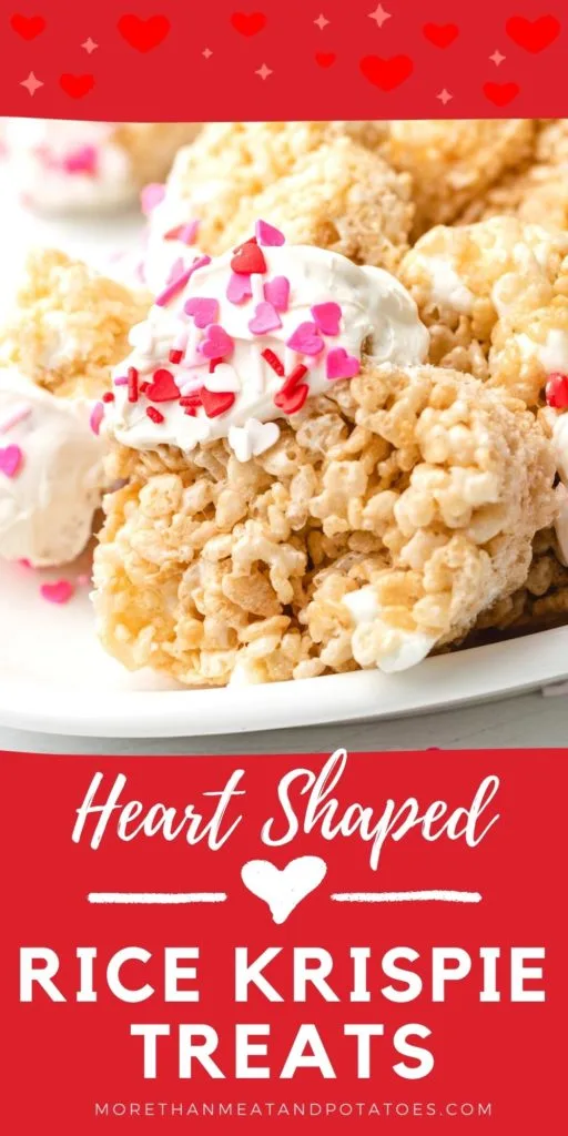 Close up view of heart shaped rice krispie treats on a plate.
