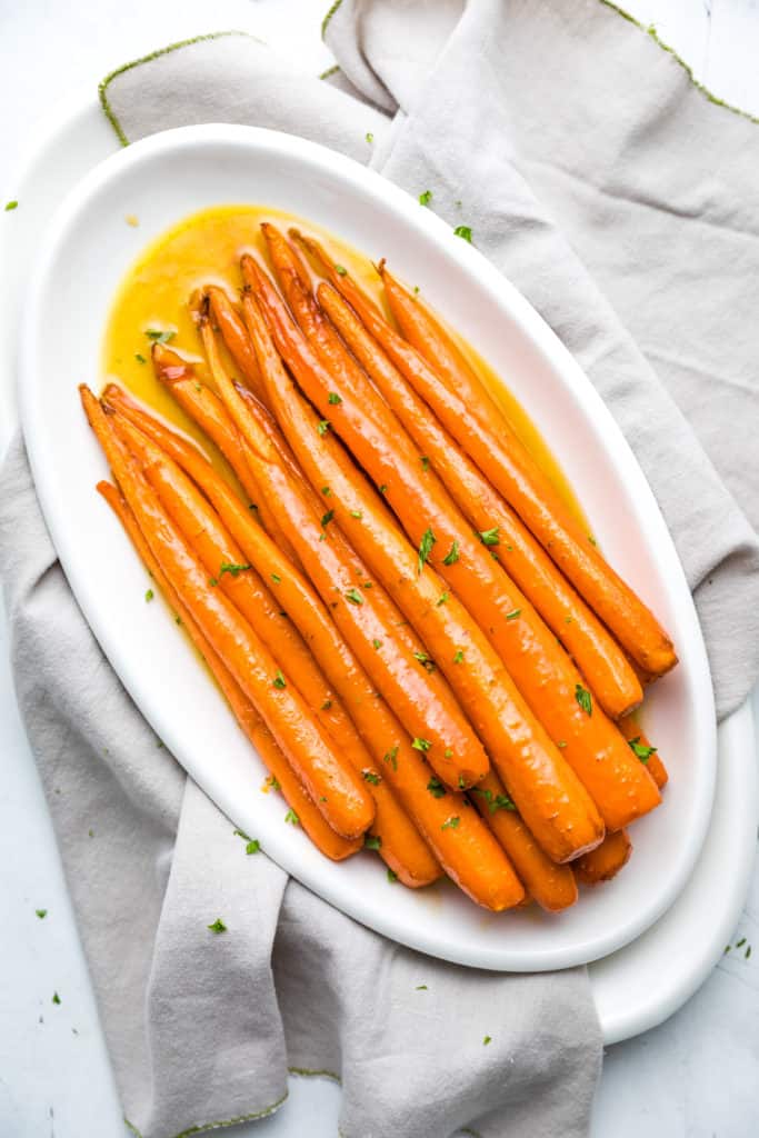 Maple carrots sprinkled with parsley.