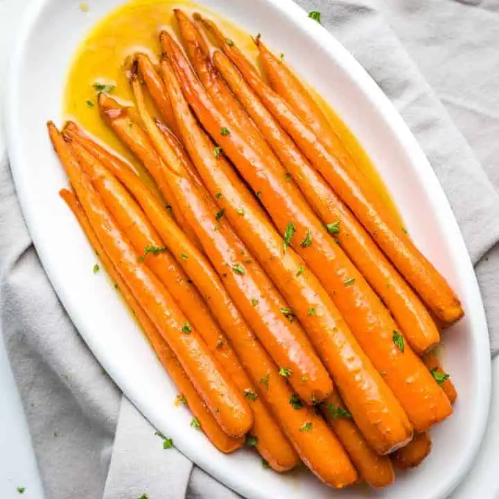 Platter of maple roasted carrots.