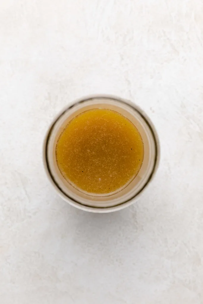 Lemon honey vinaigrette in a jar.