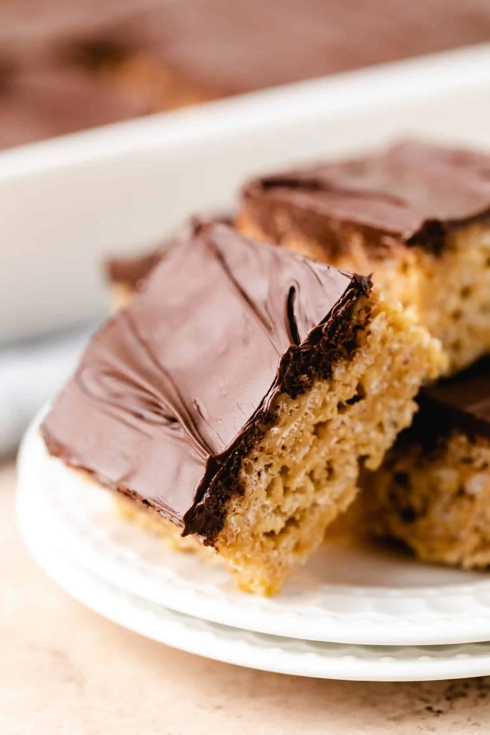 Rice krispie treats cut into squares.