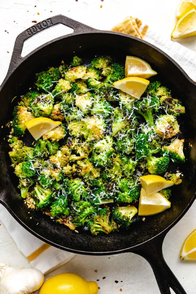Sauteed broccoli sprinkled with cheese.