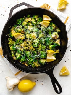 Broccoli with lemon and parmesan cheese.