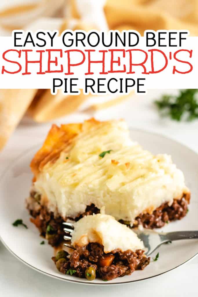 Shepherd's Pie on a plate with a fork.