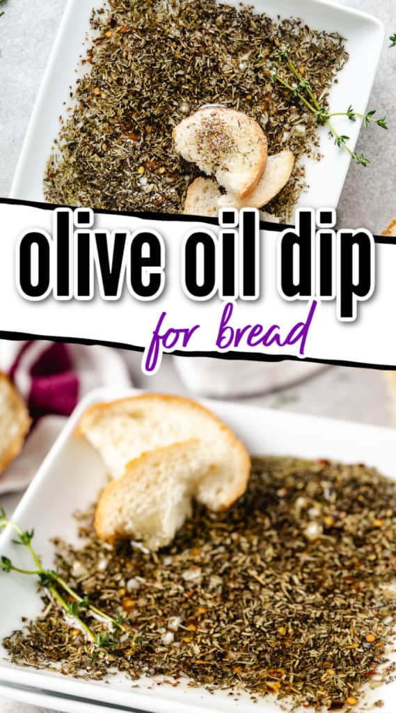 Collage of bread oil photos.