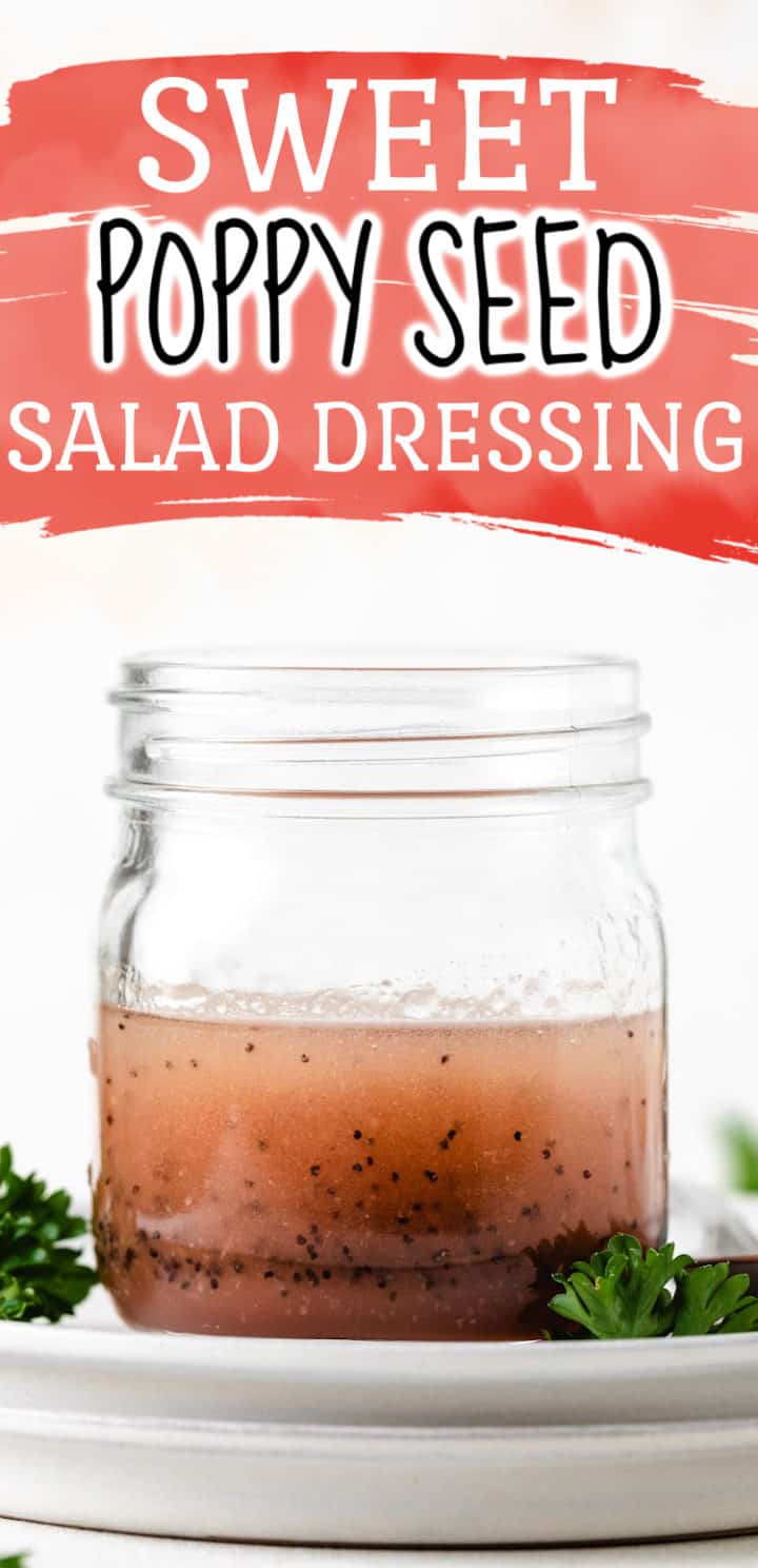 Jar of sweet salad dressing on a plate.