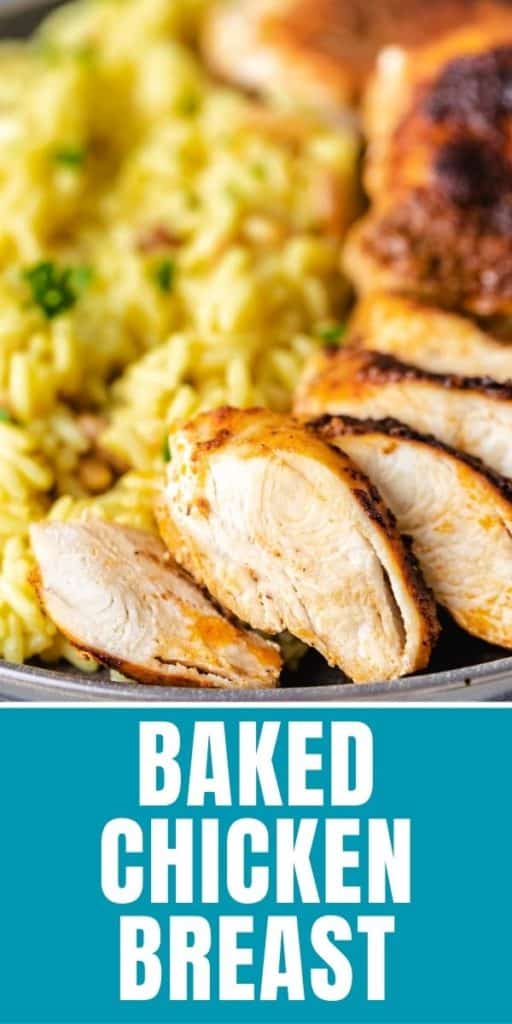 Baked chicken breast with rice.