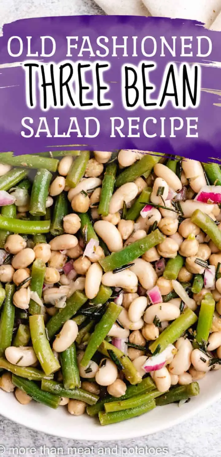 Top down view of a salad made of beans.