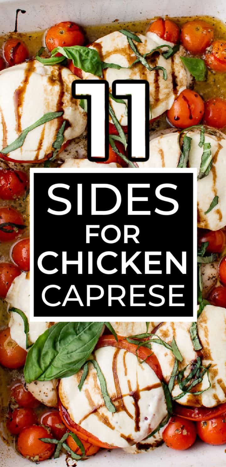 Close up view of a pan of chicken with mozzarella and tomatoes.