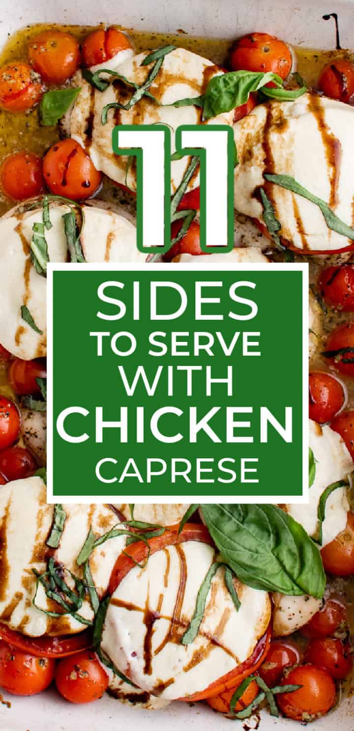 Close up view of a pan of caprese chicken.