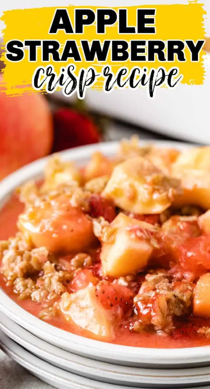 Close up view of fruit crisp on plates.