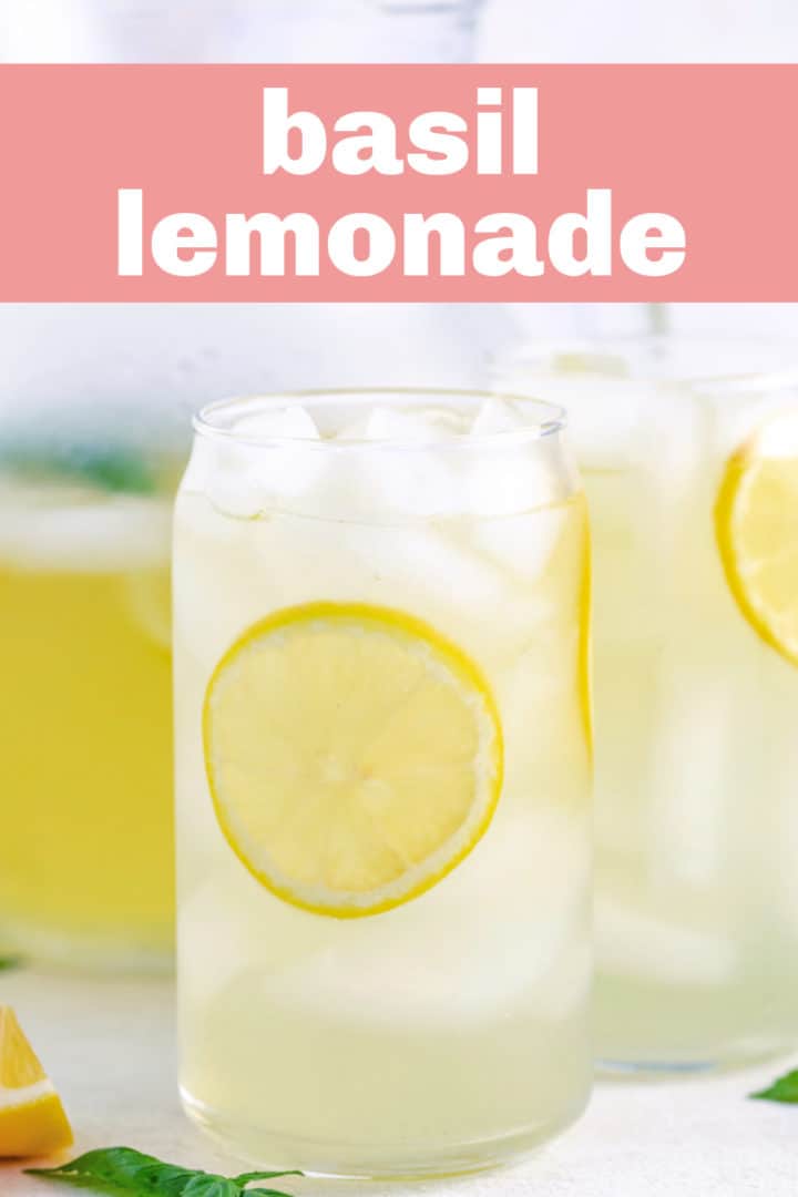 Lemon wheel in a glass of lemonade.