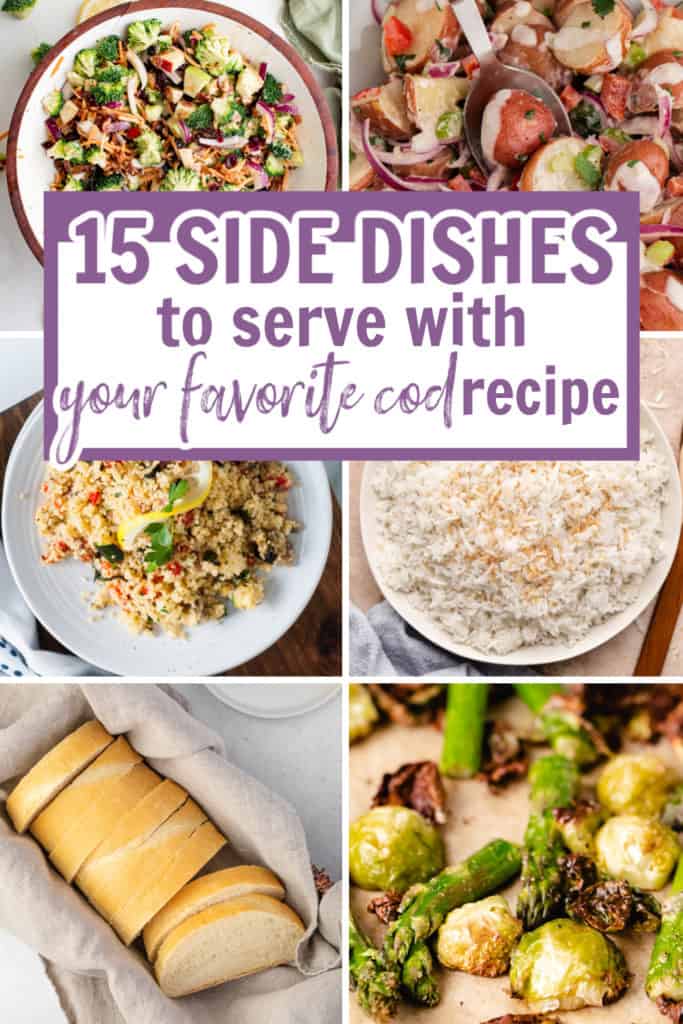 Collage showing several photos of side dish recipes.