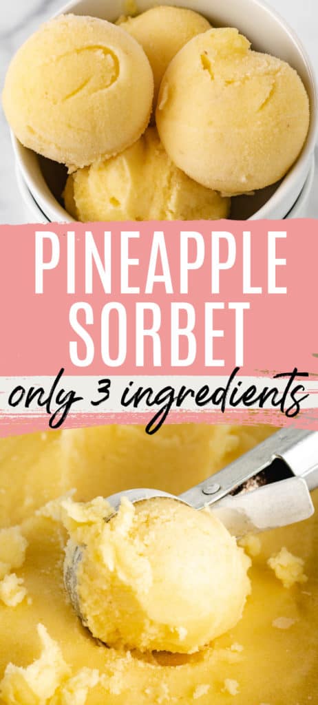 Two photos of pineapple sorbet.